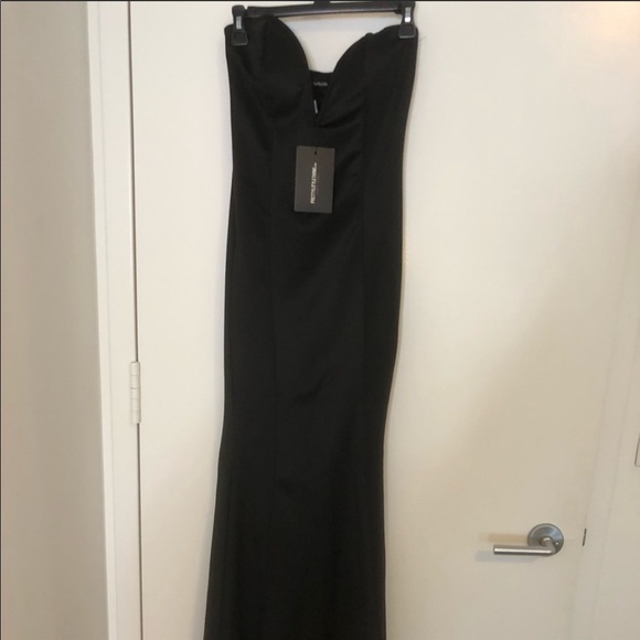 Black Strapless Fishtail Maxi Dress - Picture 3 of 6
